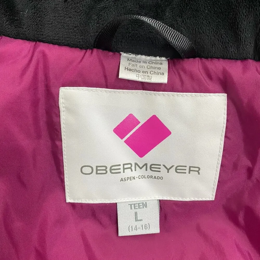 Obermeyer Rylee Teen Girls L 14-16 Pink Ski Jacket Hooded Insulated Snow Coat